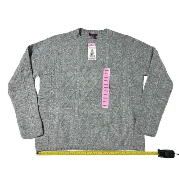 Vince Camuto Women's Cable Sweater Light Heather Grey Size Small - Picture 4 of 10